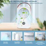 1 x RAW Customer Returns Mobile Air Conditioner 4-in-1 Mini Air Cooler, 4000mAh Battery Air Cooler Small Air Conditioner with 650ml Water Tank, Portable Evaporative Cooler White Personal Fan with 4 Fan Speeds - RRP €43.36