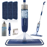 1 x RAW Customer Returns Floor mop with spray function, 360 degree rotating spray mop with 3 washable microfiber pads, 500ML water tank, 1 mop holder, mop for quick cleaning hardwood, marble, laminate, tiles - RRP €21.25