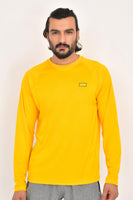 7 x Brand New FULL TIME SPORTS Men s Long Sleeve Polyester T-Shirts, Casual Crew Neck Tops, Pack of 2 Yellow, Light Grey, M  - RRP €193.2