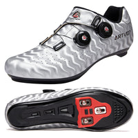 1 x RAW Customer Returns Men s Cycling Shoes Road Bike Shoes Compatible with SPD and Delta Pedal Lock Breathable Non-Slip Peloton Bicycle Shoes StrSilver 265 - RRP €46.82