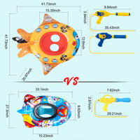 1 x RAW Customer Returns Inflatable boat for children with 2 water pistols with a long range, swimming ring for children, swimming ring for children, pool air mattress, water swimming aid for children, water toy for children, swimming animal- RRP €23.83