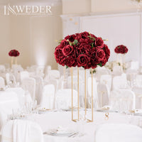 3 x RAW Customer Returns Inweder Artificial Flowers for Centerpieces - 2 Pcs Burgundy Silk Rose and Hydrangea Fake Flower Balls with Plastic Base for Wedding Centerpieces Party Bedroom Decoration - RRP €122.37