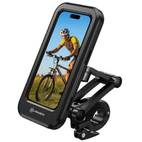 1 x RAW Customer Returns Lanhiem Motorcycle Cell Phone Holder Case, Universal Waterproof Bicycle Cell Phone Holder 360 Rotatable Height Adjustable Touch Screen for iPhone Samsung Huawei 4.7 to 6.8 Smartphones, Black - RRP €19.99