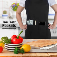 1 x RAW Customer Returns atopo 4 Pack Chefs Apron, Black Apron for Men Women, Waterproof Apron with 2 Pockets, Adjustable Neck Strap Apron for Kitchen Cooking Baking Garden BBQ - RRP €20.64