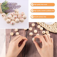 4 x Brand New badaren 20mm wooden balls with hole, 50 pieces wooden beads with face angel, round wooden beads natural with 4.5mm hole, smile face wooden beads for DIY bracelet necklace jewelry - RRP €40.56