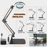 1 x RAW Customer Returns 2-in-1 magnifying glass with light and stand, Jubor 15X 10X LED magnifying lamp with clamp and base, desk lamp with 3 color modes dimmable, LED magnifying lamp for hobby crafts, workplace lamp, LED reading lamp - RRP €58.57