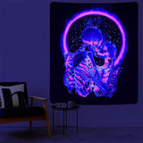 3 x Brand New Tokusyou Blacklight Skeleton Tapestry UV Reactive Wall Hanging Hippie Trippy Psychedelic Kiss Skull Tapestry Dark Galaxies Aesthetic Wall Decoration for Living Room Bedroom, 130x150cm - RRP €72.0