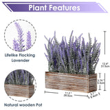 1 x RAW Customer Returns Artificial Lavender Flowers Artificial Plants Artificial Flowers Flocked Plastic Lavender in Rectangle Antique Wooden Pot Indoor Outdoor Home Kitchen Office Table Decoration Decor - RRP €34.27