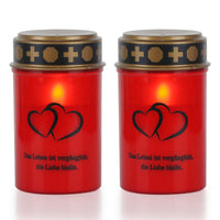 1 x RAW Customer Returns Eldnacele Red Flickering LED Grave Candles with 6 Hour Timer, Battery Operated, Waterproof Flameless Grave Light Memorial Candle 2 Pack  - RRP €19.99