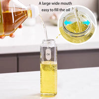 1 x Brand New Cedilis Set of 4 500ml Oil Bottles Vinegar Olive Oil Dispenser Bottle, Clear Glass Vinegar Bottle with Label, Leak-Proof, BPA Free, Carafe, Decanter for the Kitchen - RRP €20.4