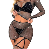 2 x Brand New HOTSO Fishnet Body Stocking Set, Hollowed Out Mesh Outfit Women s Seamless Catsuit Open Body Lingerie Night Dress for Girlfriend Spouse Lover Valentine s Day Party Black  - RRP €55.2