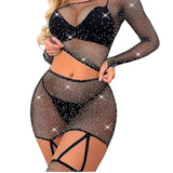 1 x Brand New HOTSO Fishnet Body Stocking Set, Hollowed Out Mesh Outfit Women s Seamless Catsuit Open Body Lingerie Night Dress for Girlfriend Spouse Lover Valentine s Day Party Black  - RRP €27.6