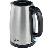 1 x RAW Customer Returns Midea kettle stainless steel 1.7L, BPA-free kettle, 2200W rapid boil function, water level indicator behind heat-insulated handle, cordless with LED light, tea maker compact, dry run protection, MK-17S30F2 - RRP €19.16