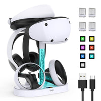 1 x RAW Customer Returns FASTSNAIL Charging Station Compatible with PlayStation VR2 Controller, LED Stand for PS5 VR Headset Sense Controller with 10 RGB Lights, PS VR2 Game Accessories Storage Base - RRP €37.3