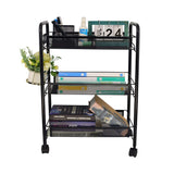 1 x RAW Customer Returns Ovicar Mesh Utility Cart, Rolling Basket, Stand for Kitchen and Bathroom, Full Metal Storage, Rolling Cart with Wheels and 4 Side Hooks 3 Tier Black - RRP €34.99