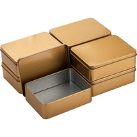 1 x RAW Customer Returns Peohud 16 Pieces Rectangular Tin Cans with Lids, Rustproof Metal Tins, Small Gold Empty Hinged Tins, Metal Storage Tins for Sweets, Treats, 12 x 9 x 4 cm - RRP €24.6