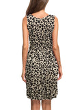 1 x Brand New AUSELILY Women s Summer Dress Sleeveless Mini Casual Pleated Knee Dress with Pocket S,Leopard  - RRP €26.63