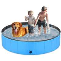 1 x RAW Customer Returns Taeku Dog Pool for Large Small Dogs, Foldable Pet Paddling Pool PVC Non-Slip Pools Wear-Resistant Swimming Pool Dog Bathtub Blue 120 30cm  - RRP €34.99