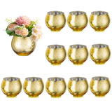 1 x Brand New Small Gold Round Vases for Centerpieces, Hewory Glittering Bowl Vase Bling Mirror Flower Vase for Wedding Anniversary Events Table Decoration, 12pcs - RRP €50.4