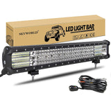 1 x RAW Customer Returns SKYWORLD LED Light Bar, 23 inch 570W Quad Row Spot Flood Combo Beam LED Offroad Driving Work Light Fog Lamp with Wiring Harness for 4x4 4WD Truck ATV UTV SUV Vehicles 12V 24V - RRP €65.99