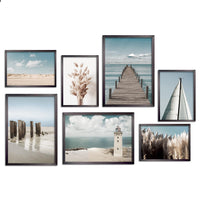 1 x RAW Customer Returns ANHUIB 7-piece modern poster living room, beach poster, canvas pictures living room nature landscape, maritime canvas pictures, bathroom pictures wall decoration, wall pictures bedroom, picture set gift, without frame - RRP €17.99