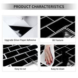 1 x RAW Customer Returns DEWOO tile stickers adhesive tiles kitchen back wall metro tiles wall tiles self-adhesive black bathroom kitchen 10 pieces, 30.5 x 30.5 cm  - RRP €34.88