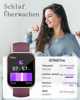 1 x RAW Customer Returns RUIMEN Smartwatch with telephone function, smartwatch for women and men, HD touch screen fitness watch with SpO2 monitoring, heart rate monitor, sleep monitor, pedometer watch, multi training modes purple - RRP €29.23