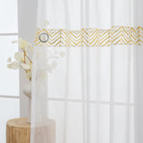 1 x RAW Customer Returns LZE Curtains Gold White with Eyelets Short Curtains for Living Room Window Transparent Curtain with Golden Pattern Set of 2 Eyelet Curtains Decorative Curtain White with Pattern WxH 140 x 175 cm Length - RRP €27.54