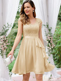 1 x RAW Customer Returns Wedtrend Cocktail Dresses Women Elegant Summer Dress Bridesmaid Women Dress with Ruffles WT0212 Champagne L - RRP €45.99