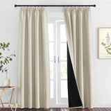 1 x RAW Customer Returns PONY DANCE 100 opaque curtains with ruffle tape curtains living room set of 2 H 260 x W 140 cm double-layer blackout curtain extra long curtains and drapes thermal protection, light beige - RRP €59.95