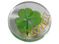 1 x Brand New KIN-HEBI Real Four Leaf Clover Good Luck Pocket Token, preserved, 3.2 cm, including cutout lucky word Love  - RRP €20.4