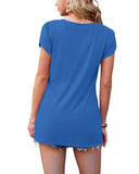 3 x Brand New PLOKNRD Tops for Women Summer Short Sleeve Tops V-Neck for Women Blue, S  - RRP €65.97