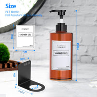 1 x RAW Customer Returns Anhow 4 Soap Dispenser Wall Mounting Set, 500 ml Soap Dispenser Wall No Drilling Plastic Empty Pump Bottle with 12 Category Label for Shower Kitchen Bathroom - Grey - RRP €21.17