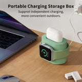 1 x RAW Customer Returns 6 in 1 Wireless Charging Station with Night Light and Alarm Clock, ICARERSPACE 10W Qi Certified Compatible with iPhone Samsung, Wired Charging Box for Apple Watch Smart Watch Airpods Green - RRP €41.1