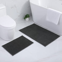 1 x RAW Customer Returns Homaxy Chenille Bathroom Rug Set 2 Pieces Non-Slip Bath Mat Set Soft Absorbent Bath Rug Set Washable Bath Mat - 40x60 cm 60x90 cm, Dark Grey - RRP €30.24