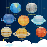 1 x RAW Customer Returns 8PCS Paper Lanterns Planets Celestial Body Lanterns Lampshade Solar System Lantern Decoration for Children Theme Birthday Party Christening Room Decoration Hanging Decorations 30x30cm  - RRP €17.29