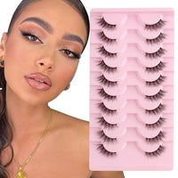 2 x RAW Customer Returns Parriparri Half Eyelashes Natural False Eyelashes 10 Pairs Cat Eye Lashes Lightweight Half Eyelashes Reusable Artificial Eyelashes 3D Fake Lashes Cateye - RRP €18.12