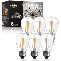 1 x RAW Customer Returns BRIMAX E27 Led Warm White S14 2W 20W 180lM Bulbs Filament Style Light Bulb E27 2700K Warm White Clear Glass LED Lamp Replacement Bulbs for Fairy Lights, Chandeliers, Bedside Lamps, Set of 6 Not Dimmable - RRP €16.82