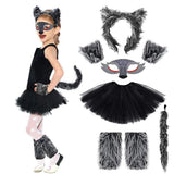 1 x RAW Customer Returns Children s wolf costume set - wolf ears, tail, tutu skirt, mask and paws - animal costume girls, werewolf headband - Halloween, carnival, birthday party - carnival costumes for children and adults - RRP €22.14