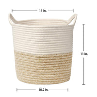 1 x RAW Customer Returns Laundry basket storage basket made of cotton rope laundry collector braided basket baby toy storage container with handle for living room children s room bathroom 30x30CM - RRP €24.19