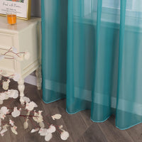 1 x RAW Customer Returns HongYa Pack of 1 Plain Curtain Transparent Voile Scarf Curtain with Ruffle Tape H W 245 145 cm Aqua - RRP €18.47