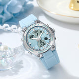 1 x RAW Customer Returns Women s Watch Digital Wristwatch with Silicone Strap 50M Waterproof Digital Watch for Girls Boys Analogue Sports Watch with Alarm Date LED Children s Watch Electronic Blue - RRP €30.24