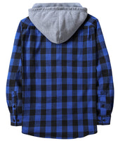 1 x Brand New IGEEKWELL Checkered Shirt Men Long Sleeve Flannel Winter Cotton Shirt Regular Fit Casual Men Lumberjack Shirt with Hood Blue L - RRP €36.29