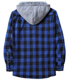 1 x Brand New IGEEKWELL Checkered Shirt Men Long Sleeve Flannel Winter Cotton Shirt Regular Fit Casual Men Lumberjack Shirt with Hood Blue L - RRP €36.29