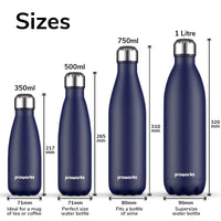 1 x RAW Customer Returns PROWORKS Stainless Steel Water Bottle, BPA Free Insulated Vacuum Metal Bottle for 12 Hour Hot 24 Hour Cold Drinks, Sports and Gym Water Bottle - 1 Liter - Midnight Blue - RRP €24.95