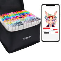 1 x RAW Customer Returns Vokiuler 120 Marker Set, Graffiti Pens with Exclusive App, Alcohol Permanent Marker for Coloring, Double Head Design Manga Pens for Daughter Drawing Children s Gift - RRP €34.22