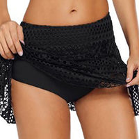 1 x Brand New KADBLE Women Girl Crochet Lace Sexy Bikini Swim Bottom Solid Skirt Short Swimsuit,Black,XX-Large - RRP €27.88