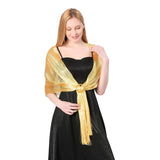 1 x Brand New GIBZ Women s Tulle Shawl Sequins Tassel Scarf Breathable Evening Dresses Stole with Buckle for Formal Occasion, Yellow - RRP €22.8