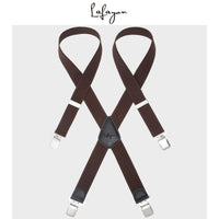 1 x Brand New Lafayon Mens Suspenders Braces For Men 4 Buckles X Back Striped Heavy Duty Men Suspenders Durable Elastic Adjustable Braces Strong Metal Clips - RRP €14.29