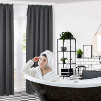 1 x RAW Customer Returns Deconovo Curtains with Gathering Tape Curtains Cold Protection Blackout Noise Protection for Rail Living Room Bedroom, 175x140 cm Height x Width , Dark Grey, Set of 2 - RRP €26.56